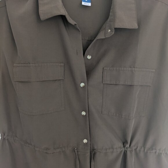 Old Navy army green utility midi shirt dress - Picture 4 of 7